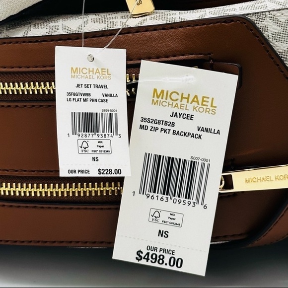 Michael Kors Medium Jaycee Zip Packet Backpack & Large Flat MF Phone Case Wallet - Picture 15 of 15